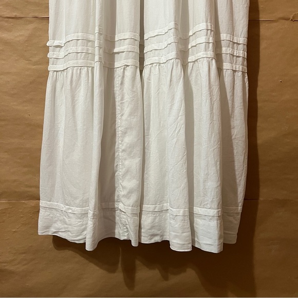 Anthropologie The Somerset Linen Maxi Dress Tiered Smocked Popover White Size XL - Picture 10 of 14